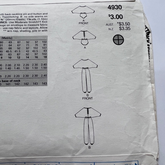 Vintage Butterick Sewing 4930 Jumpsuit Bodysuit Sz 8 10 12 Pattern 80s Fast Easy - Picture 5 of 5